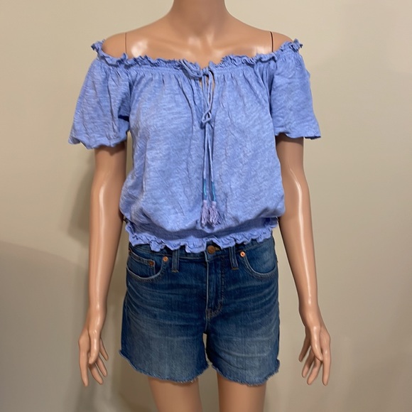 We the Free light blue off shoulder boho top size M - Picture 3 of 9